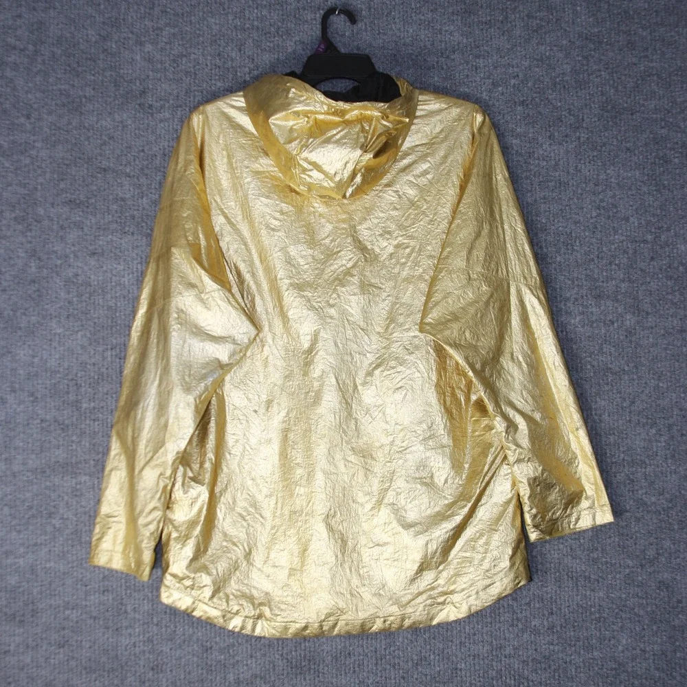 Adidas‎ Windbreaker Mens L Gold Metallic Pullover Anorak Hooded Jacket